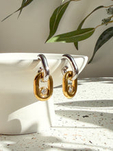 Freya Two Tone and Zircon Chunky Geo Drop Statement Earrings