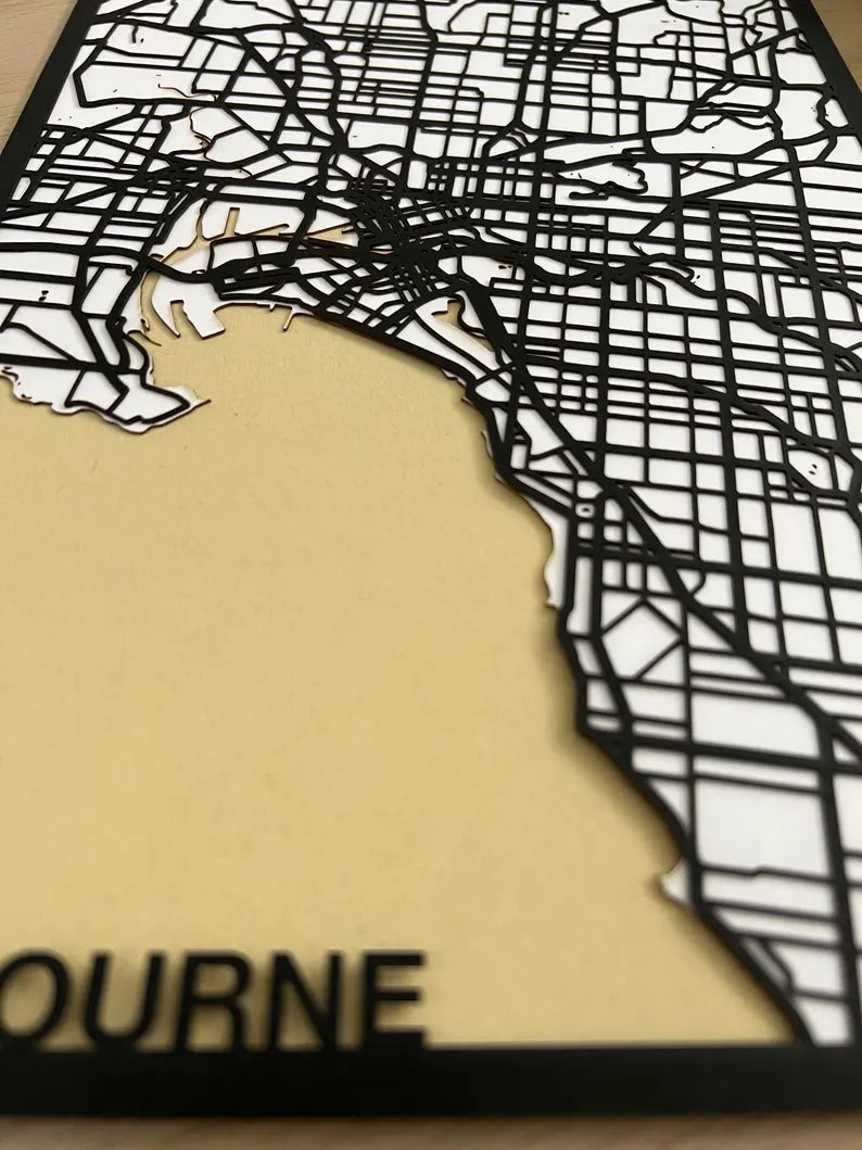 MELBOURNE Laser Cut Street Map