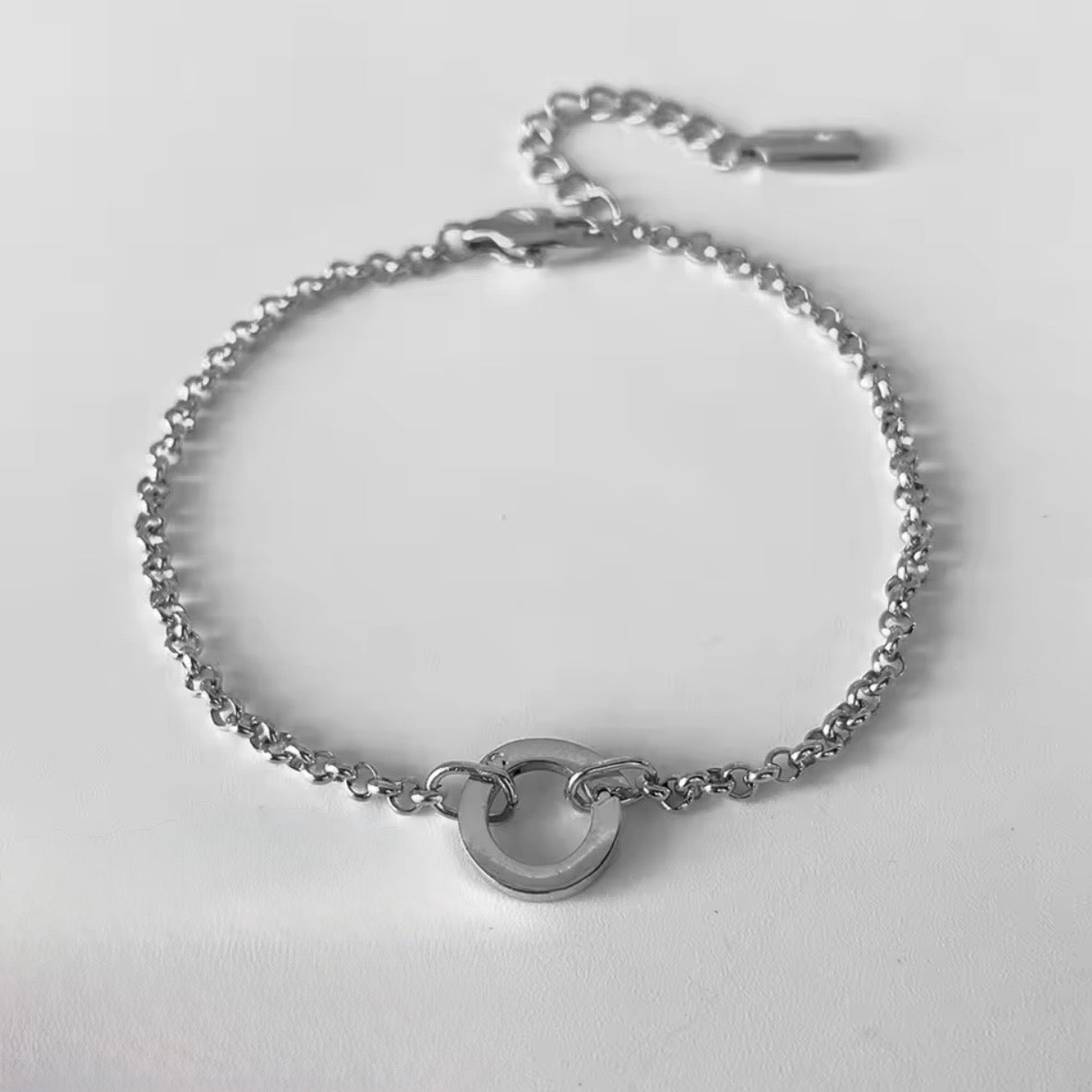 Round Initial & Birthstone Charm Clasp Bracelet