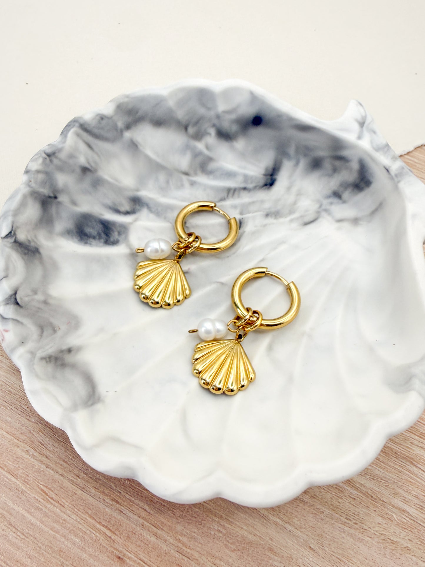 Seashell and Pearls Charmed Huggies