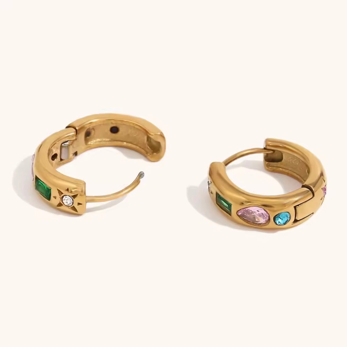 Multi-Stone Coloured inlayed Zircon Huggies