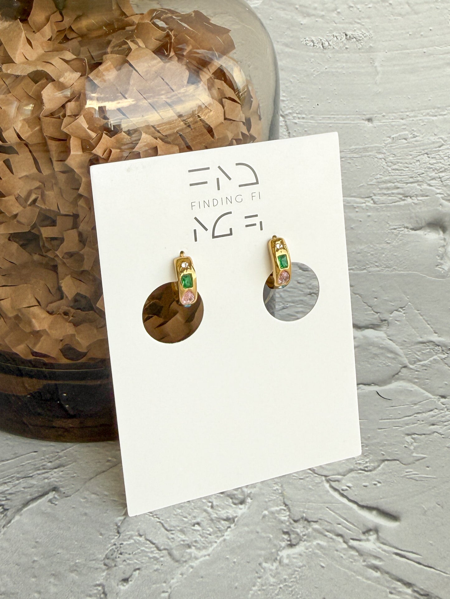 Multi-Stone Coloured inlayed Zircon Huggies