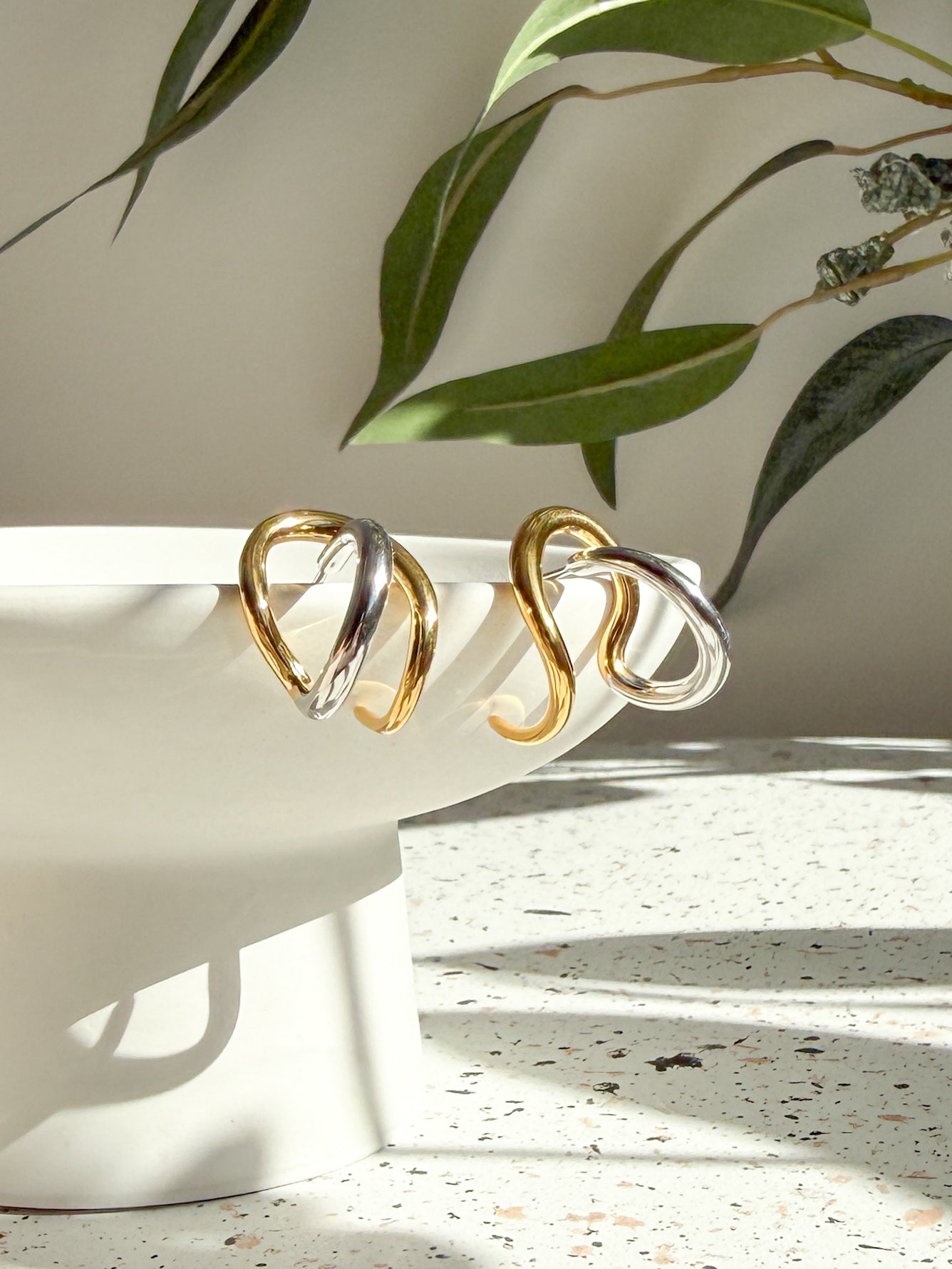 Penelope Two Toned Irregular Lines Earrings