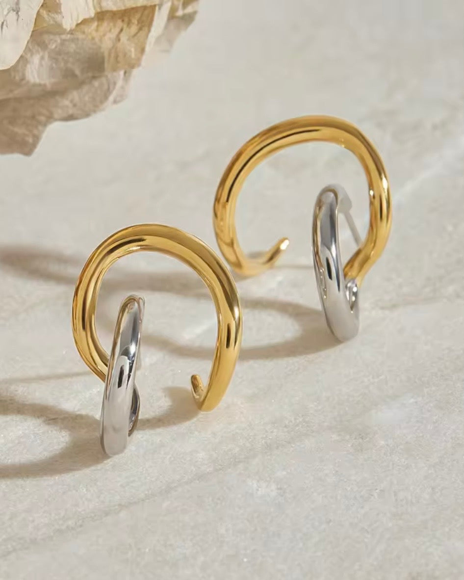Penelope Two Toned Irregular Lines Earrings