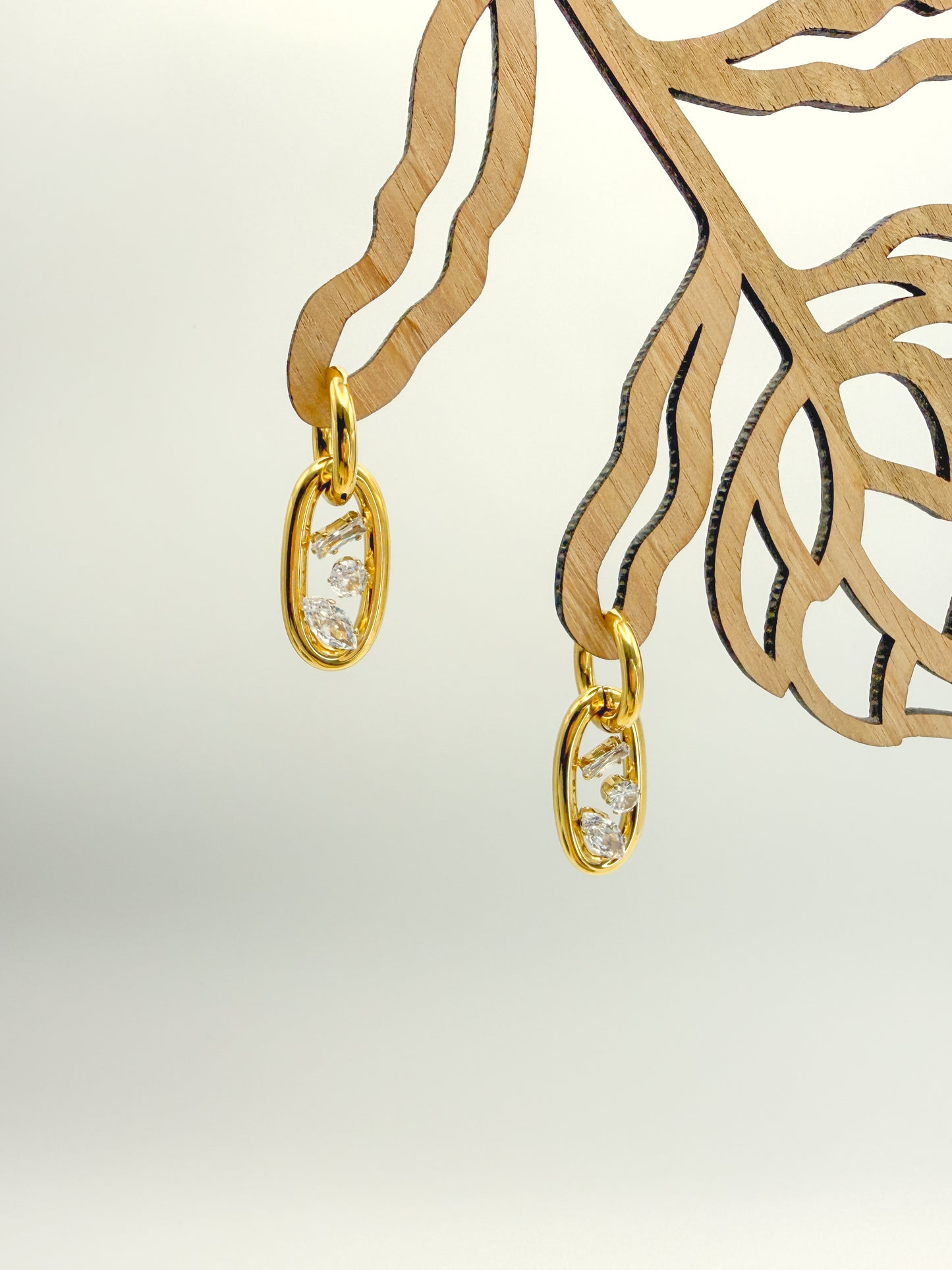 Niamh Hoop and Oval Drop Zircon featured Statement earrings