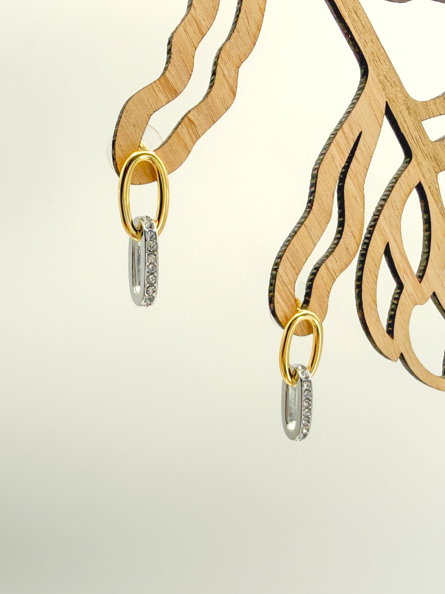Tina two toned double hoop subtle drop earrings