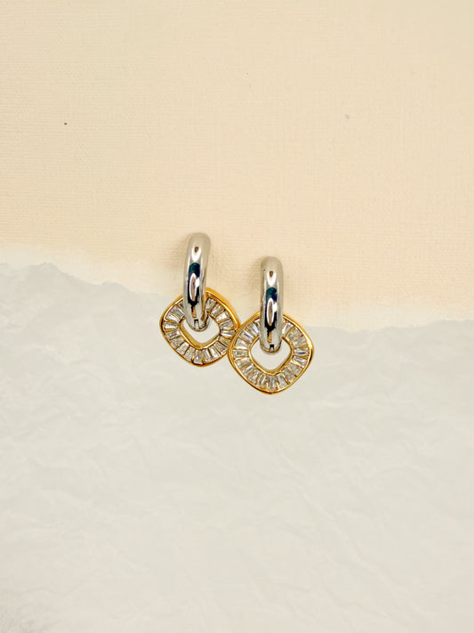Jane Zircon Two Toned Huggie Earrings