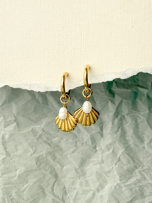 Seashell and Pearls Charmed Huggies