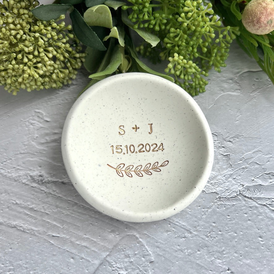 Couple's Stone-look Ring Dish - Custom Initials