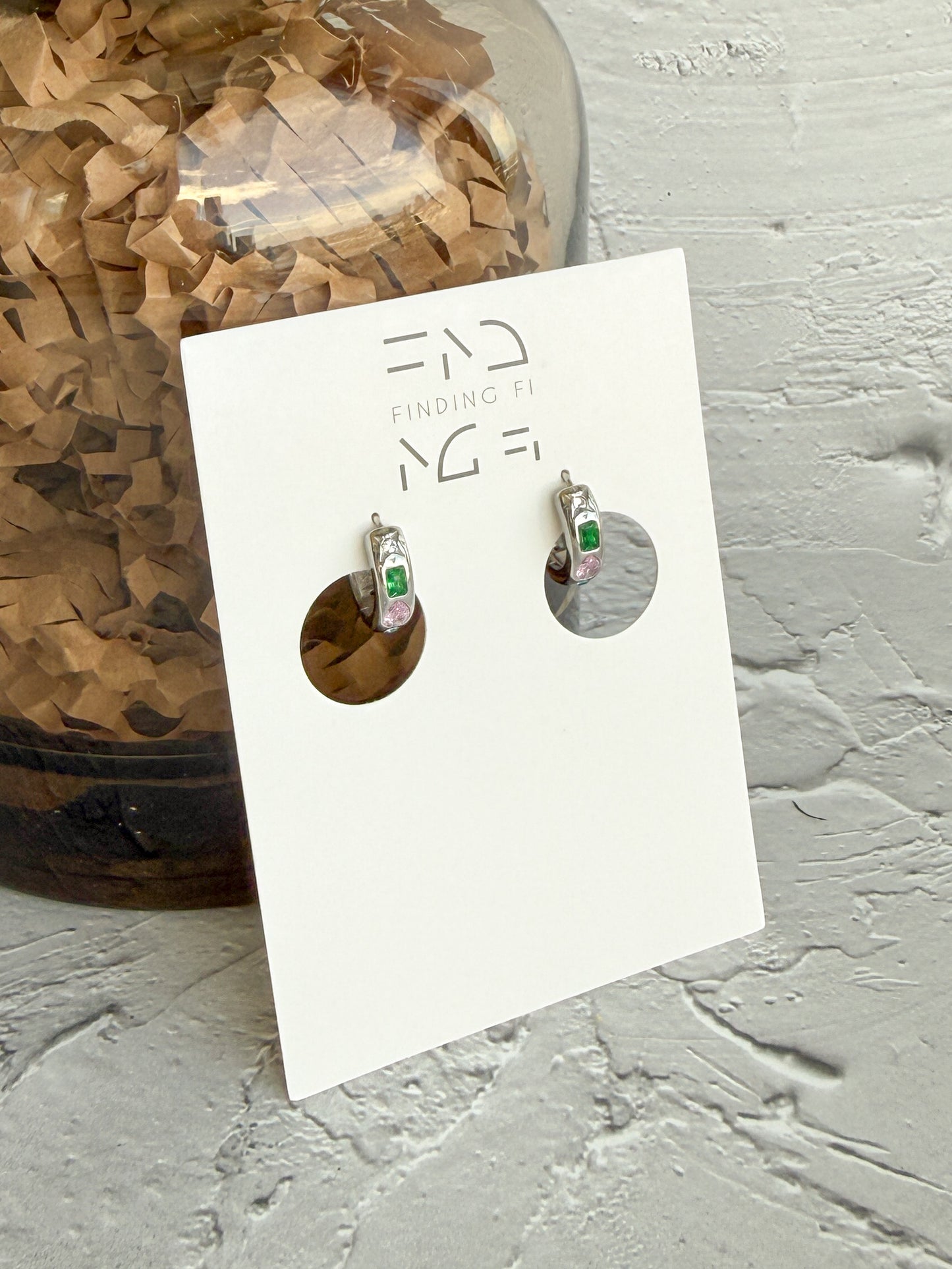 Multi-Stone Coloured inlayed Zircon Huggies