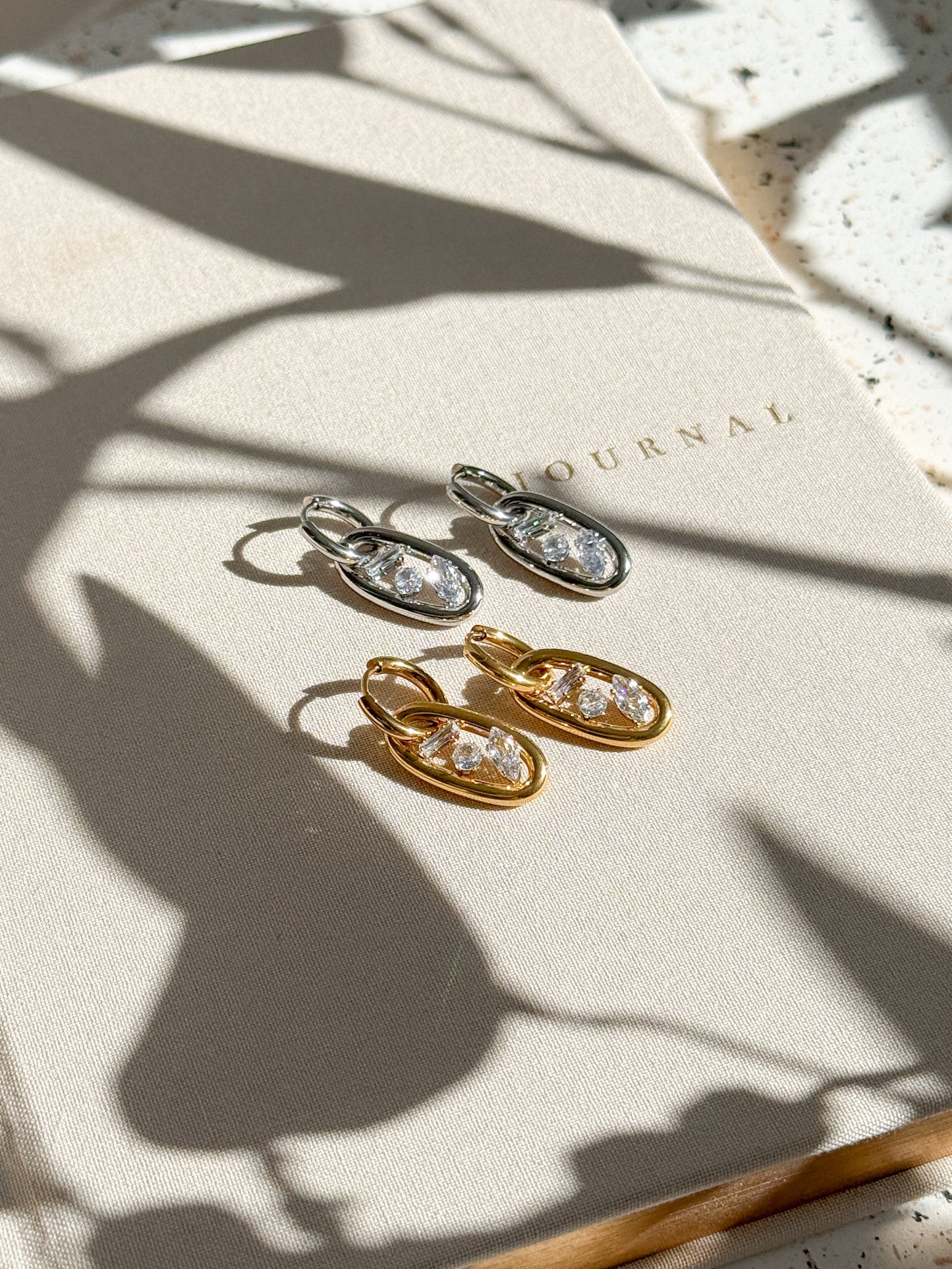 Niamh Hoop and Oval Drop Zircon featured Statement earrings