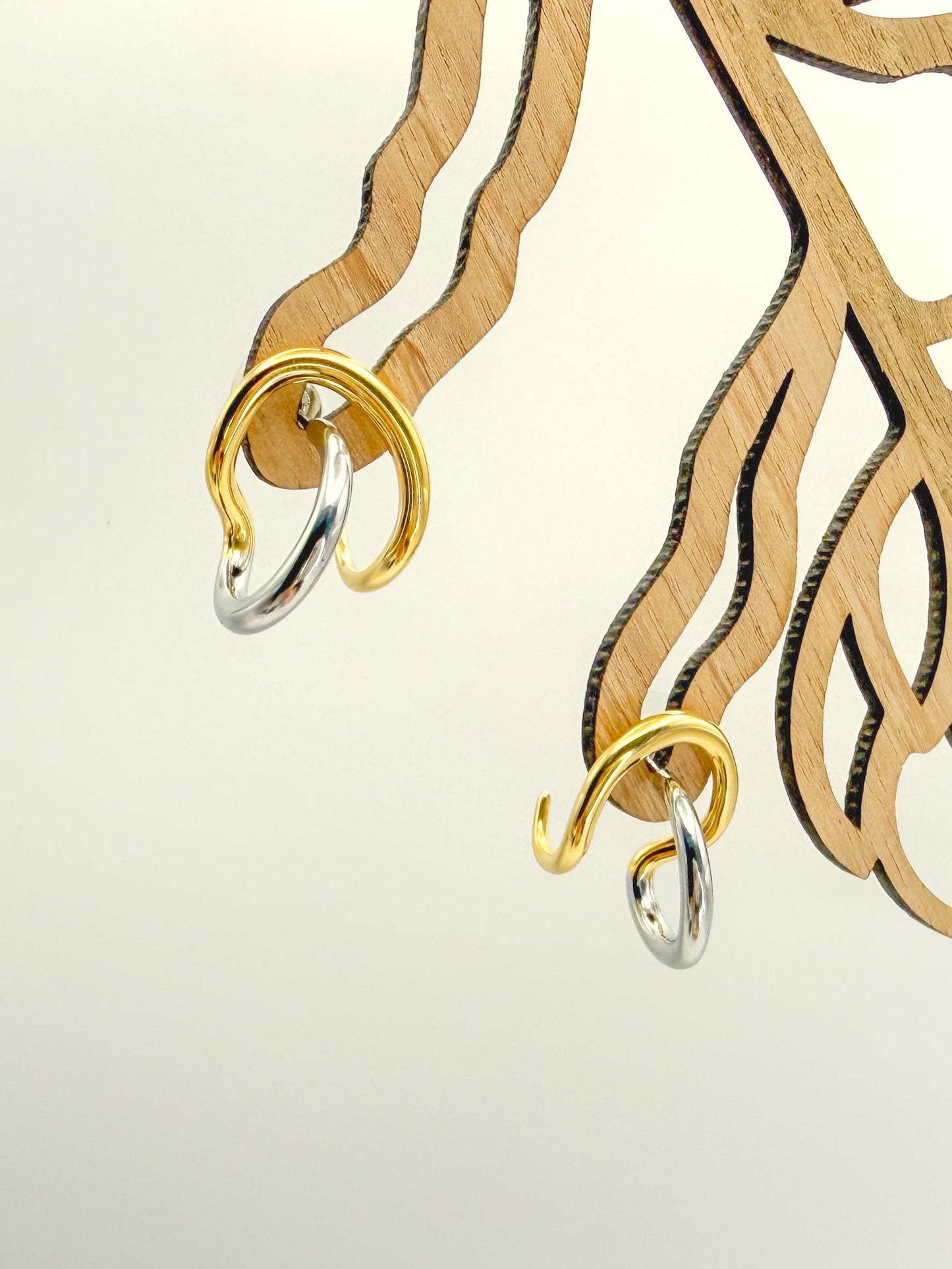 Penelope Two Toned Irregular Lines Earrings