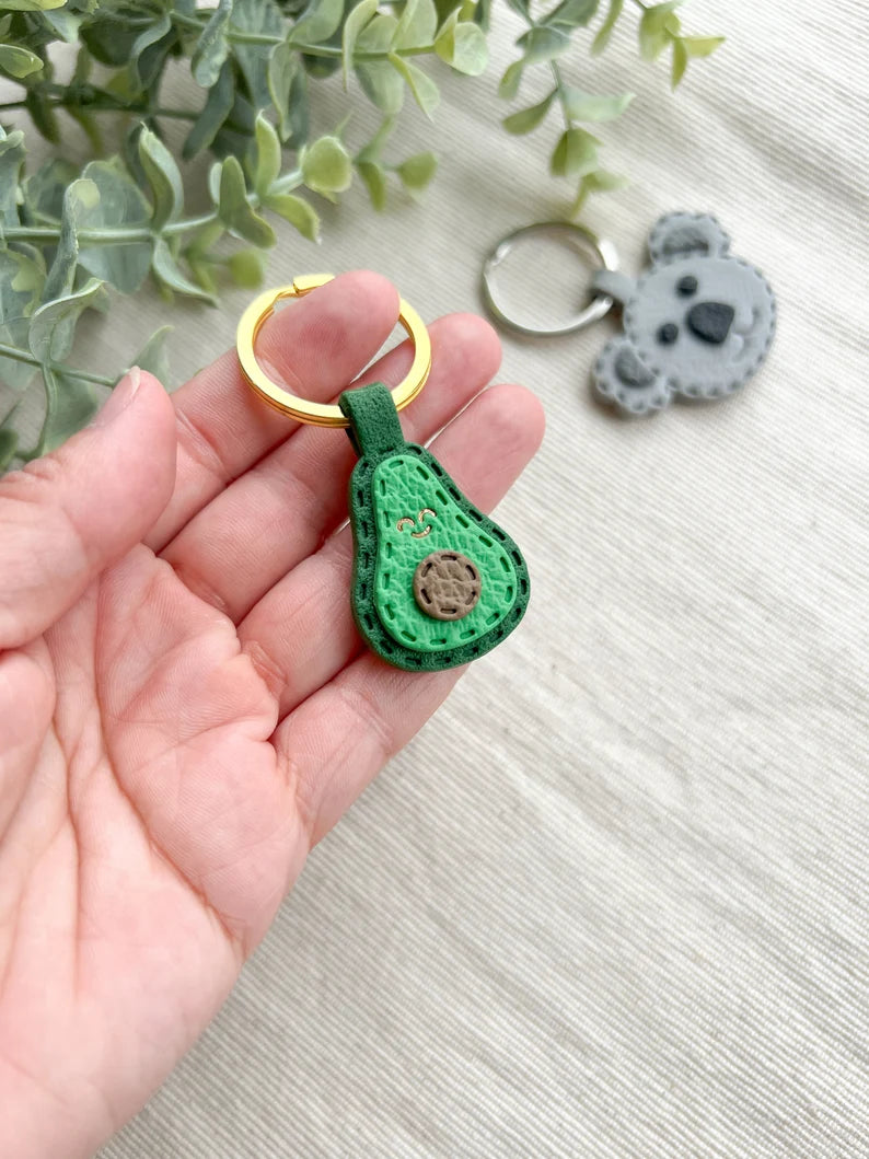 Personalised Avocado Polymer Clay Keychain