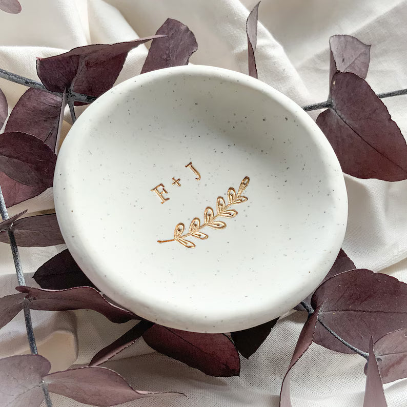 Couple's Stone-look Ring Dish - Custom Initials