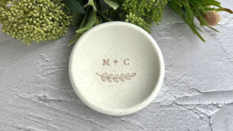 Couple's Stone-look Ring Dish - Custom Initials
