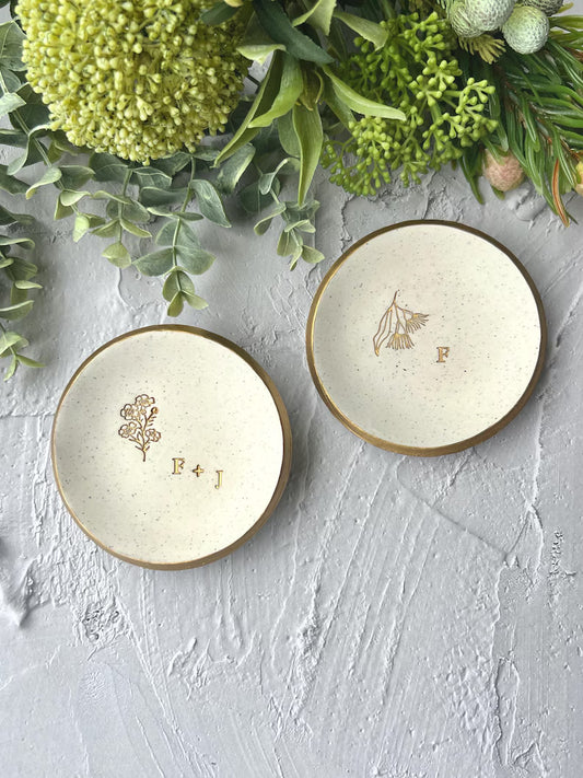 Personalised Australian Native Flowers Custom Stone-look Ring Dish