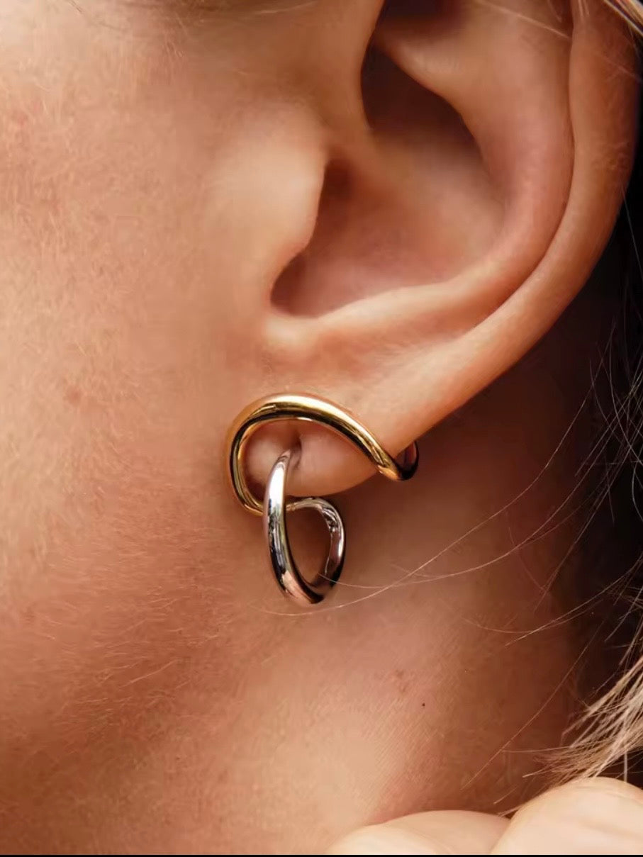 Penelope Two Toned Irregular Lines Earrings