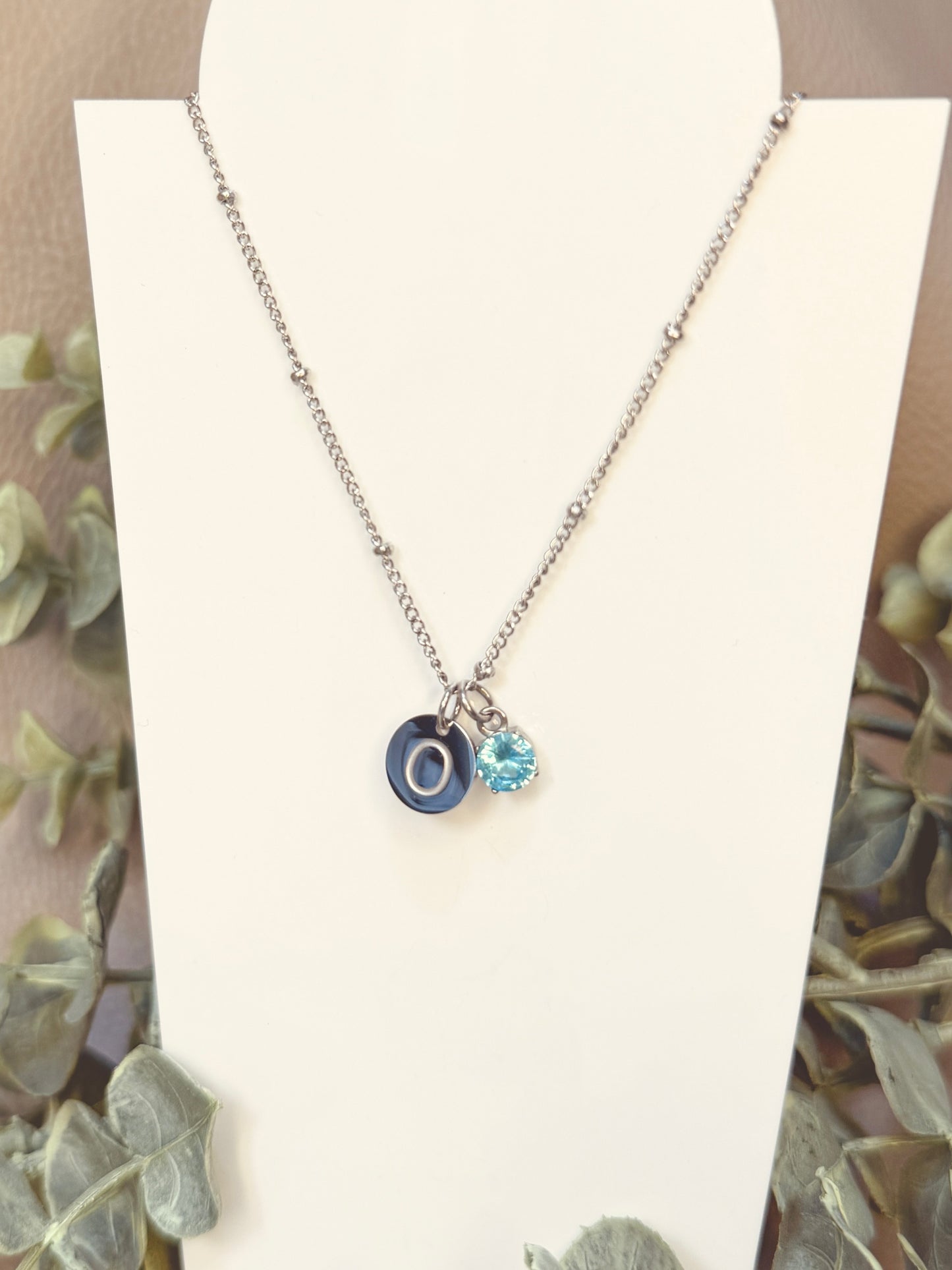 Personalised Initial & Birthstone Charm Necklace