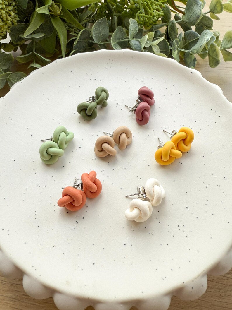 Knot Stud Earrings Adorable Handmade