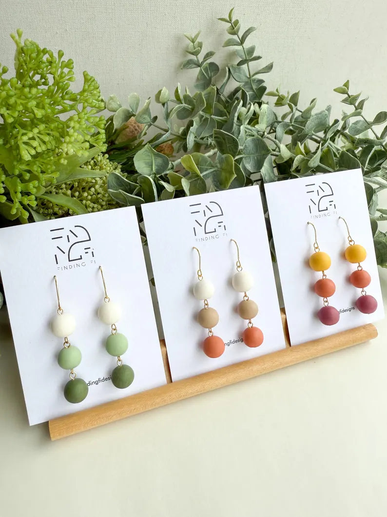 Ombre Coloured Polymer Clay Bead Earrings