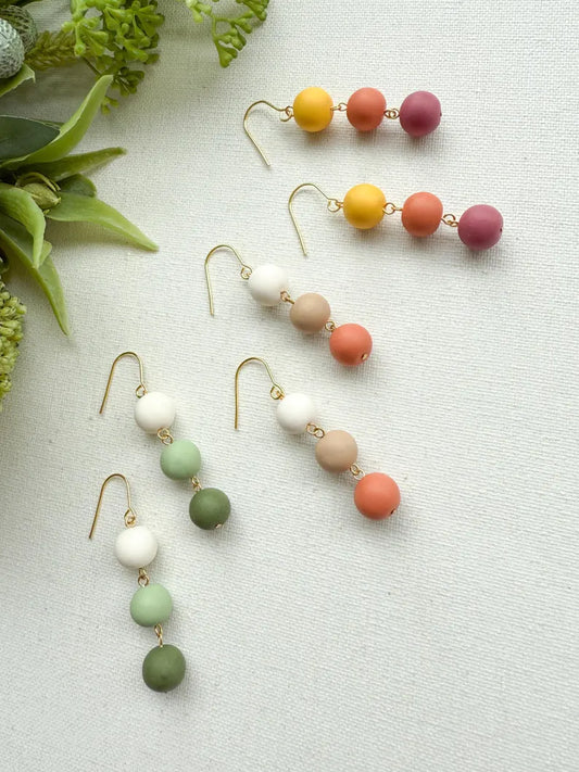 Ombre Coloured Polymer Clay Bead Earrings