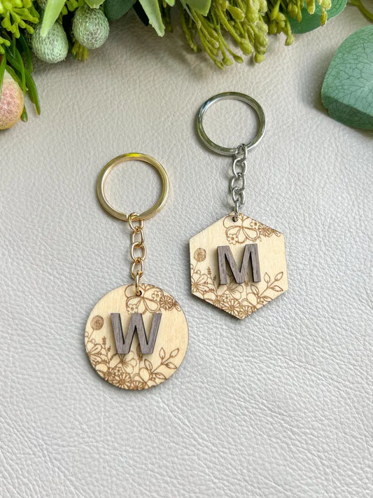 Handmade Personalised Patterned plywood keychain | Laser engraved and cut